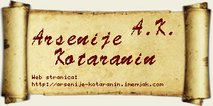 Arsenije Kotaranin vizit kartica